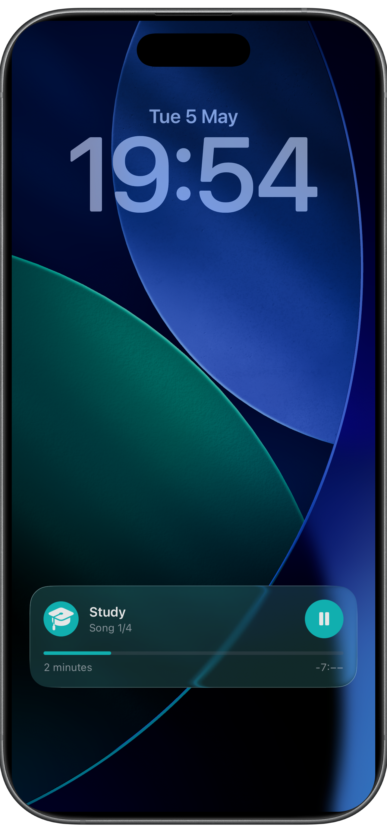 Lock screen Live Activity showing the current track and elapsed time